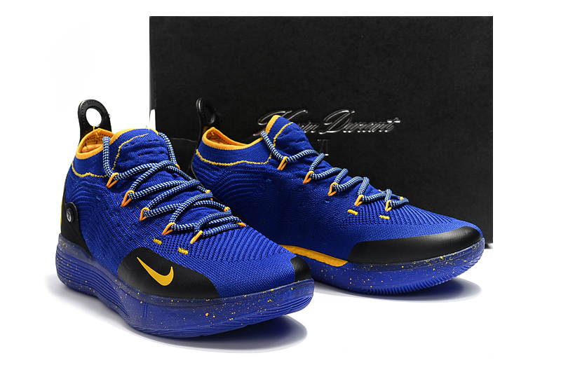 Men Nike KD 11 Blue Black Yellow Basketball Shoes